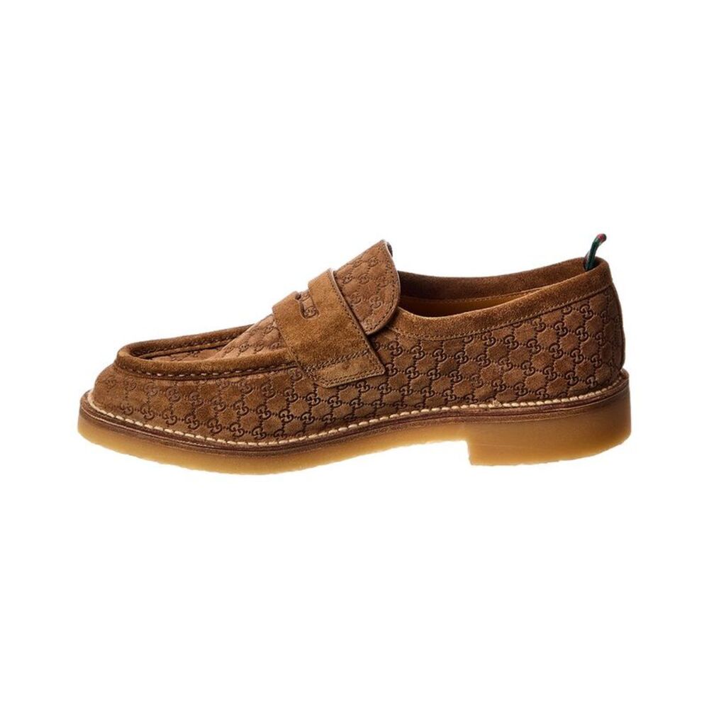 Gucci Gg Web Suede Loafer, Brown - Picture 2 of 5